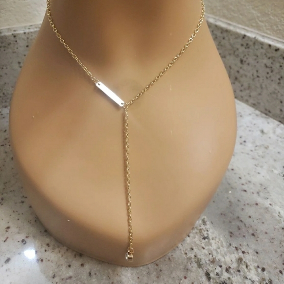 Sexy Lariat Rhinestone Bar Gold Choker Necklace - Picture 3 of 11